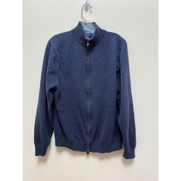 Brooks Brothers Other - Brooks Brothers Sweater Mens L Blue 346 Supima Cotton Full Zip Mock Neck Knit